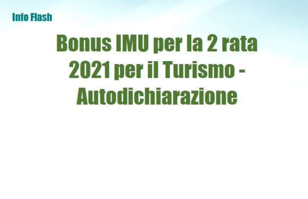 Bonus IMU per la 2 rata 2021 per il Turismo - Autodichiarazione