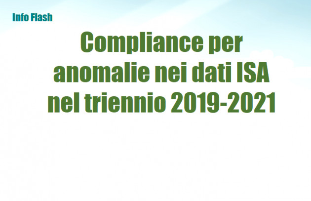 Compliance per anomalie nei dati ISA nel triennio 2019-2021