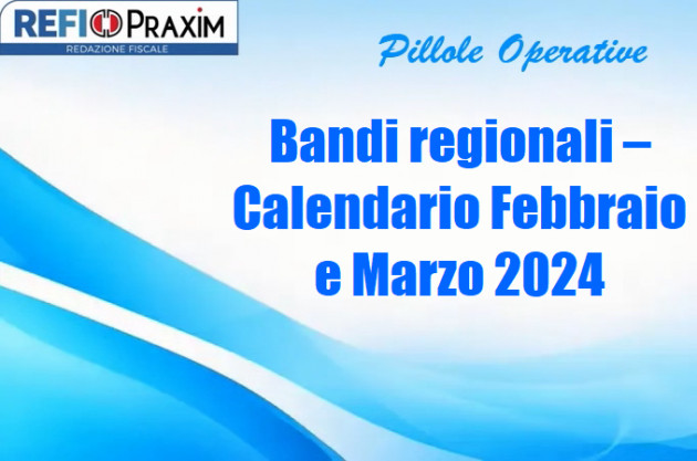 Bandi regionali – Calendario Febbraio e Marzo 2024