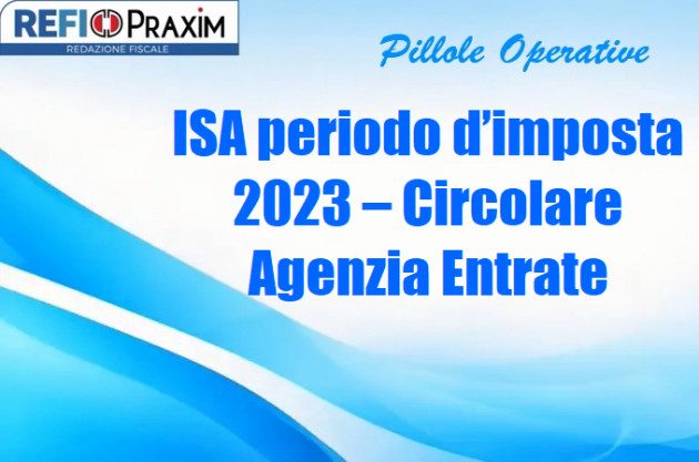 ISA periodo d'imposta 2023 – Circolare Agenzia Entrate