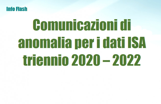 Comunicazioni di anomalia per i dati ISA triennio 2020 - 2022