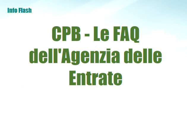 CPB - Le FAQ dell'Agenzia delle Entrate