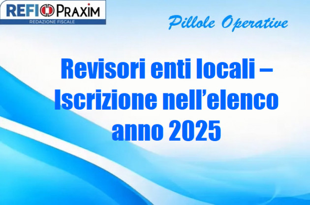 Revisori enti locali – Iscrizione nell’elenco anno 2025