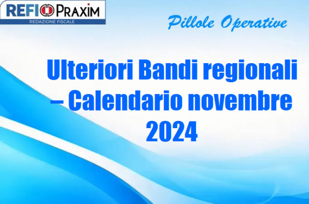 Ulteriori Bandi regionali – Calendario novembre 2024