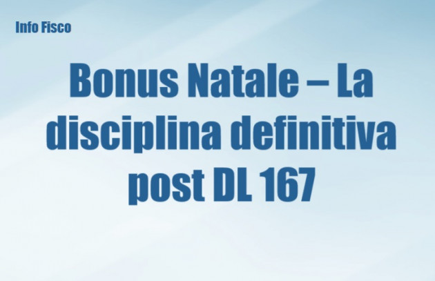 Bonus Natale – La disciplina definitiva post DL 167