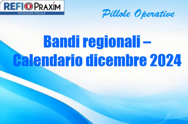 Bandi regionali – Calendario dicembre 2024