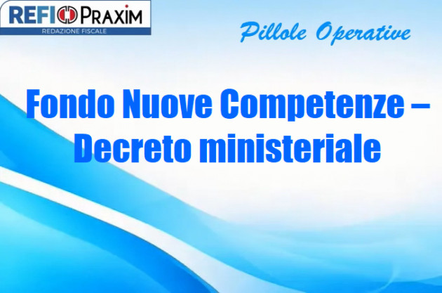 Fondo Nuove Competenze – Decreto ministeriale