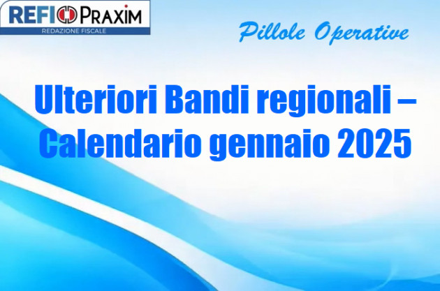 Ulteriori Bandi regionali – Calendario gennaio 2025