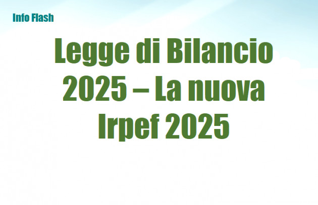 Legge di Bilancio 2025 – La nuova Irpef per il 2025