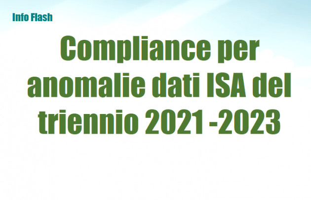 Compliance per anomalie nei dati ISA del triennio 2021 - 2023