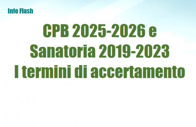 CPB 2025-2026 e Sanatoria 2019-2023 – I termini di accertamento