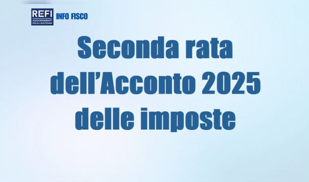 La seconda rata dell’Acconto 2025 delle imposte