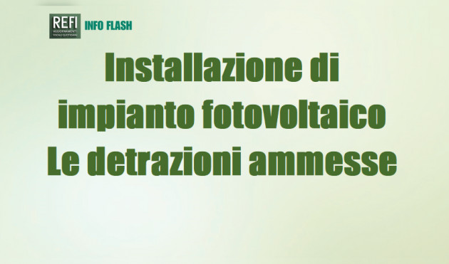 Installazione di impianto fotovoltaico – Le detrazioni ammesse