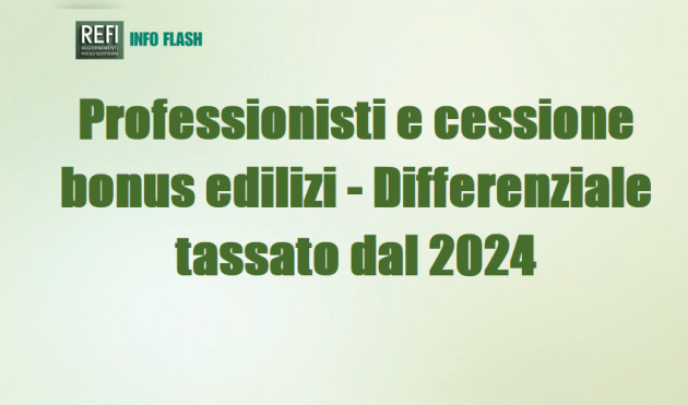 Professionisti e acquisto di bonus edilizi – Regime del differenziale