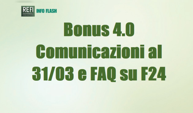 Bonus 4.0 - Al 31 marzo le Comunicazioni di completamento - Le Faq sulle modalità di compilazione del mod. F24