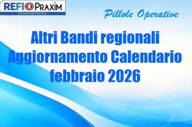 Altri Bandi regionali – Aggiornamento Calendario febbraio 2026