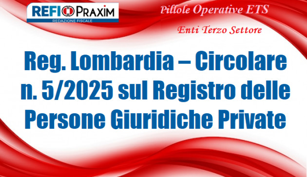 Regione Lombardia – Circolare n. 5/2025 sul Registro delle Persone Giuridiche Private