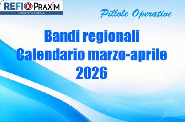 Bandi regionali – Calendario marzo-aprile 2026