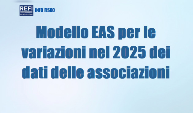 Modello EAS per le variazioni nel 2025 dei dati delle associazioni