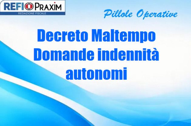 Decreto Maltempo – Domande indennità autonomi