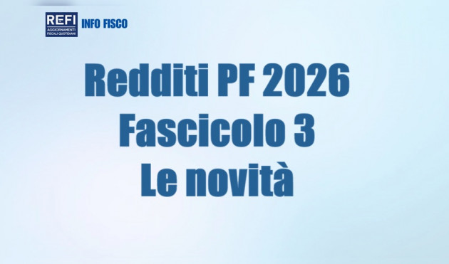 Modello Redditi PF 2026 – Fascicolo 3 – Le novità