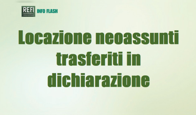 Somme per canoni di locazione ai neoassunti trasferitisi in dichiarazione
