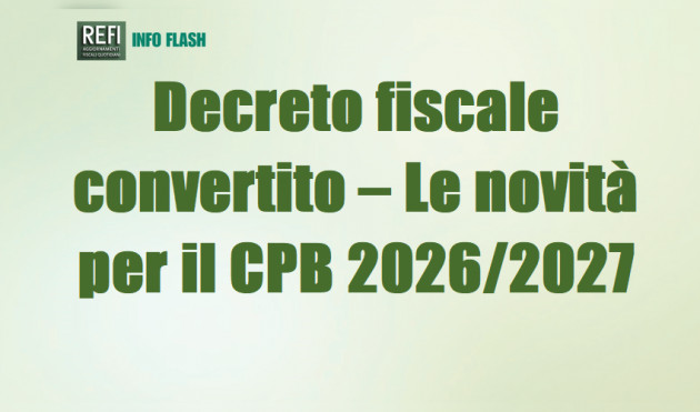 Decreto fiscale convertito – Le novità per il CPB 2026/2027
