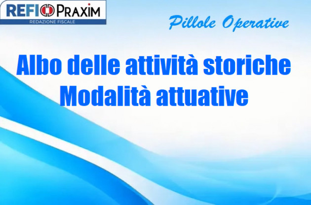 Albo delle attività storiche – Modalità attuative