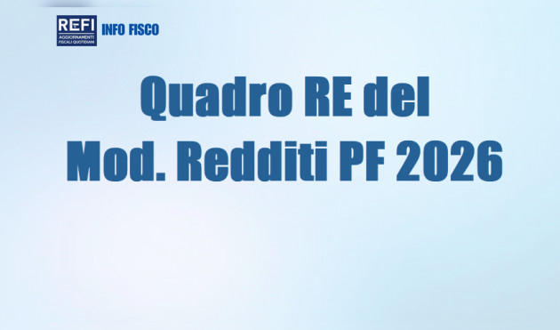 Quadro RE del Modello Redditi PF 2026