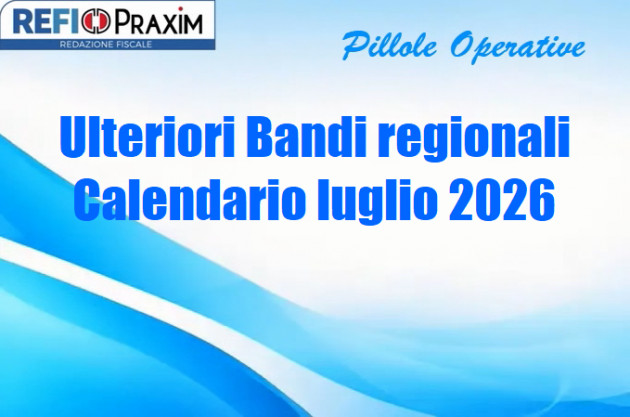 Ulteriori Bandi regionali – Calendario luglio 2026