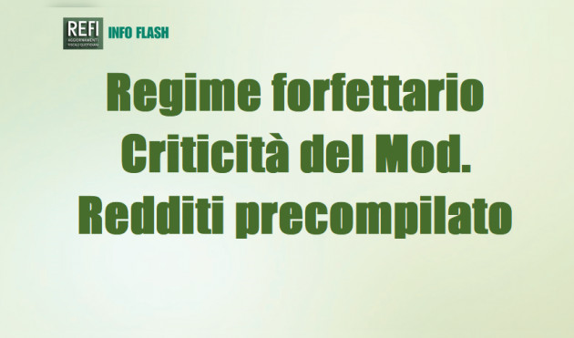 Regime forfettario - Criticità del mod. Redditi PF precompilato