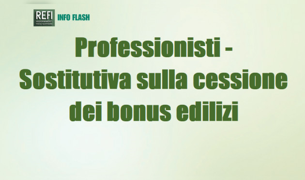 Professionisti - Sostitutiva sui differenziali da cessione di bonus edili