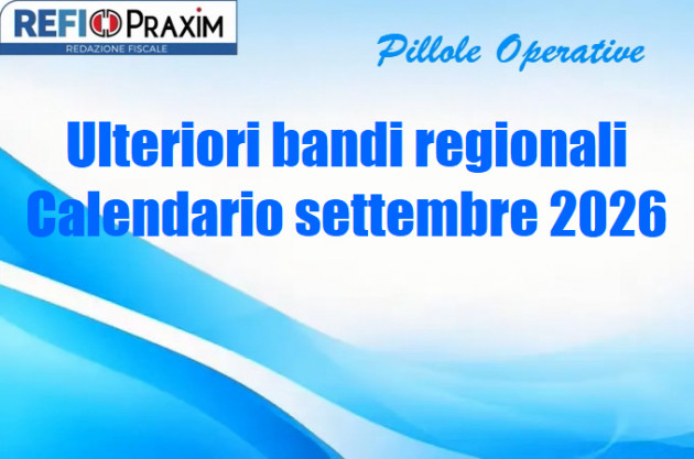 Ulteriori bandi regionali – Calendario settembre 2026