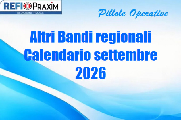 Altri Bandi regionali – Calendario settembre 2026