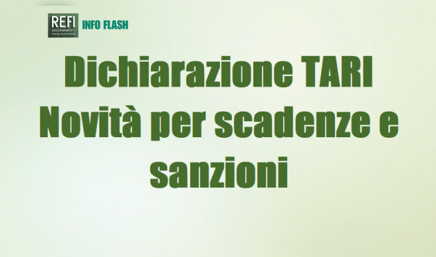 Dichiarazione TARI – Novità per scadenze e sanzioni