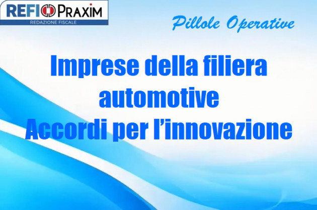 Imprese della filiera automotive – Accordi per l’innovazione