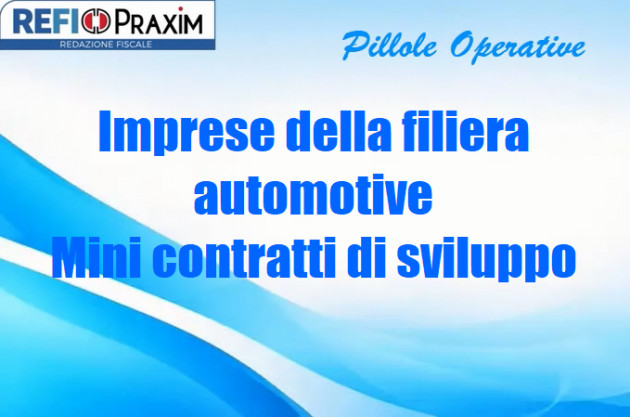Imprese della filiera automotive – Mini contratti di sviluppo