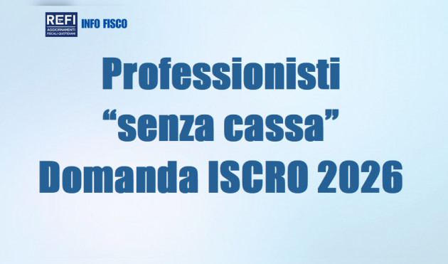 Professionisti “senza cassa” - Domanda ISCRO 2026